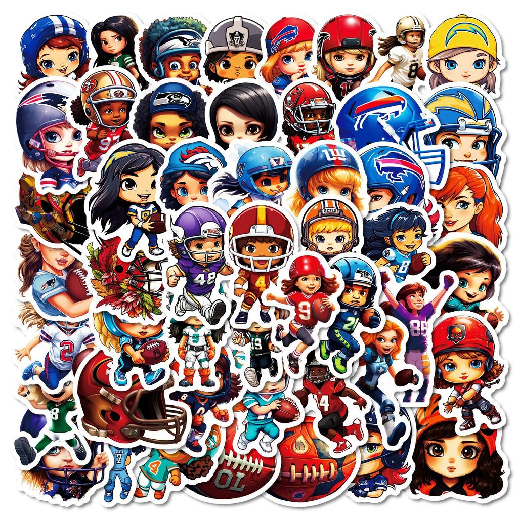 50 New Style Cute Rugby Player Graffiti Stickers Sunny Girl Stickers