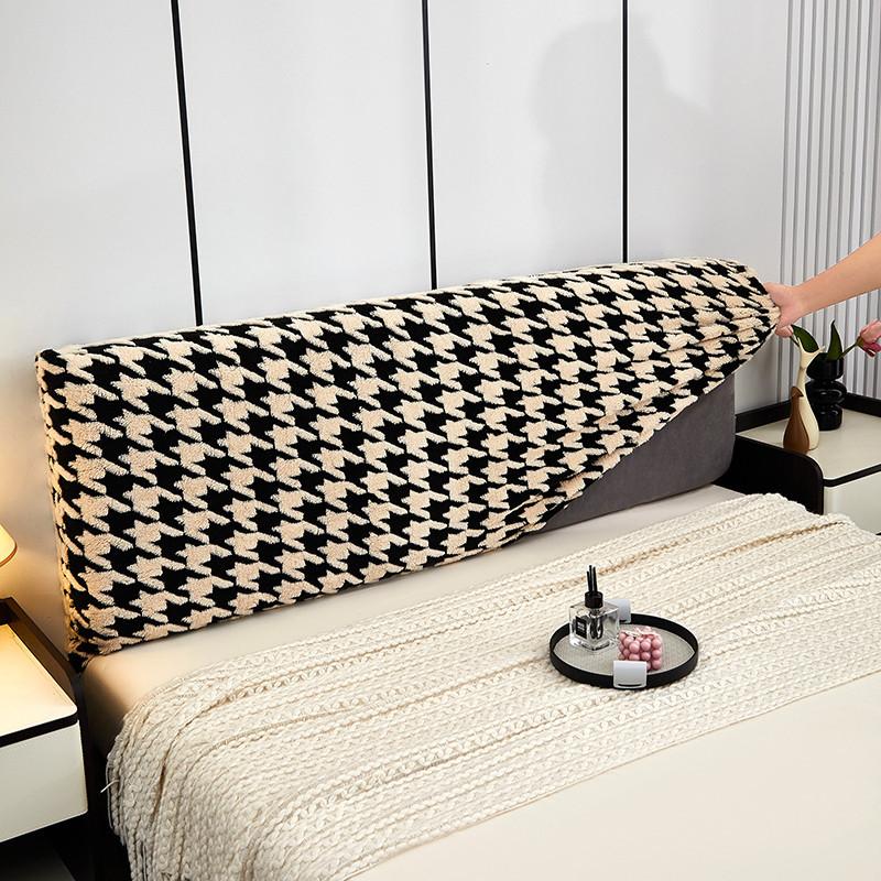 Houndstooth Headboard Cover Full Queen  King Comfortable Bed Head Slipcover for King Size Washable Anti-Dirty Headboard Protector Washable Bedroom
