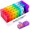 Cutii lunare pentru pastile Container de depozitare pentru dozare de călătorie Dozator colorat de medicamente Container de ambalare cu 32 de sloturi Organizator pentru cutie de pastile 31 de zile