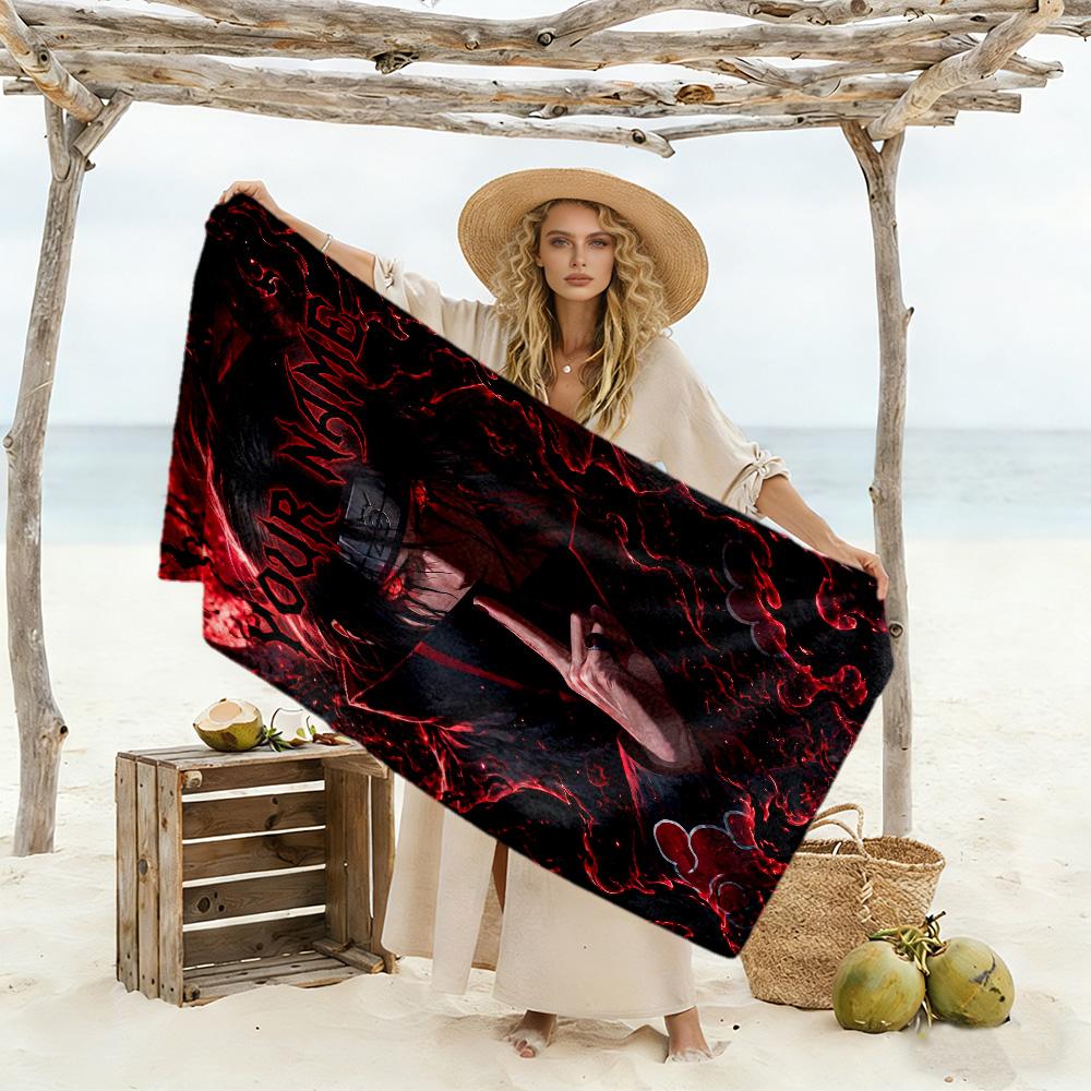 Naruto Character Customize Text Beach Towel High Absorbency & Quick-Dry Perfect for Traveling Yoga Camping and Swimming