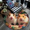 Christmas animals pattern round rug,Carpet Rug for Living Room Bedroom Playroom ,Non-slip Floor Mat,Holiday Gifts and Birthday Gifts.