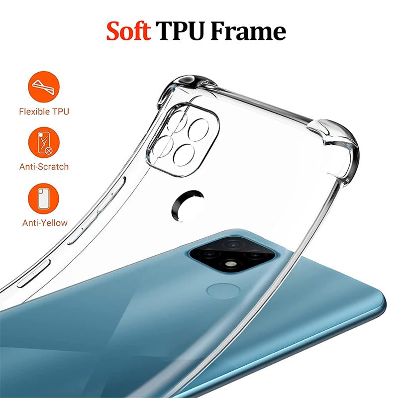 Shockproof Clear Soft Phone Case For OPPO Realme C21Y C25Y C11 C15 C21 C31 C35 C3 9 9i 8 8i 7 7i 6 Pro XT A55 A54 A94 A73 A53 A73 A93 4G 5G TPU Cover