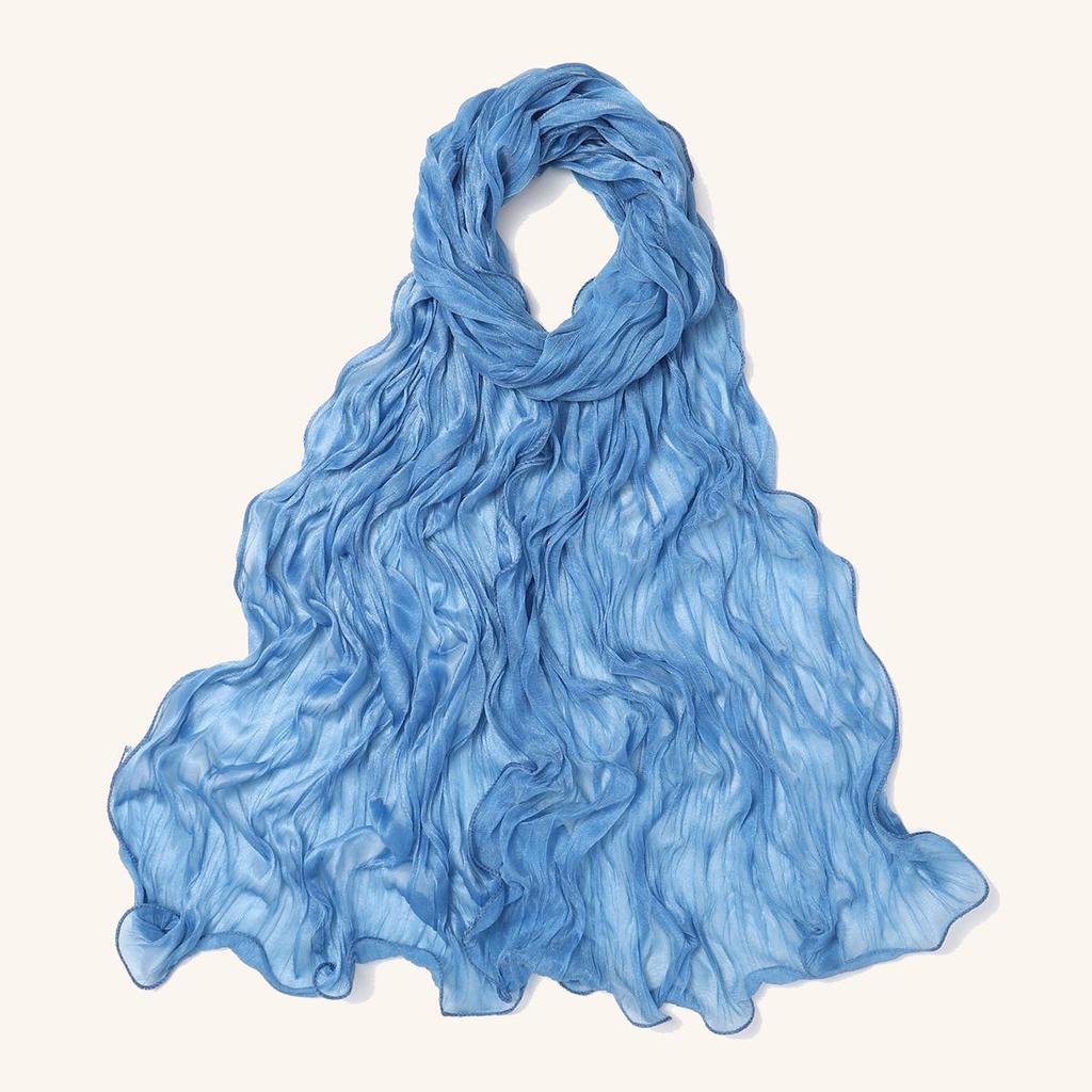Malaysia Soft Ruffled Lurex Gauze Scarf - Breathable Spring/Summer Headscarf