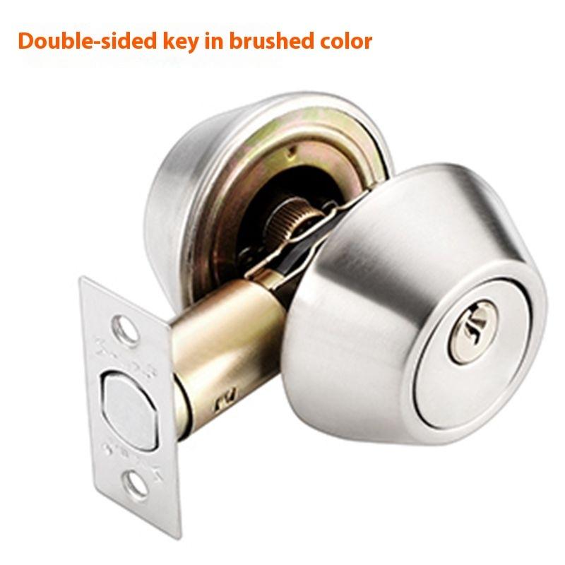 Copper Door Lock Cylinder Chrome Metal Deadbolt Single Cylinder Bolt for Home Door Gate