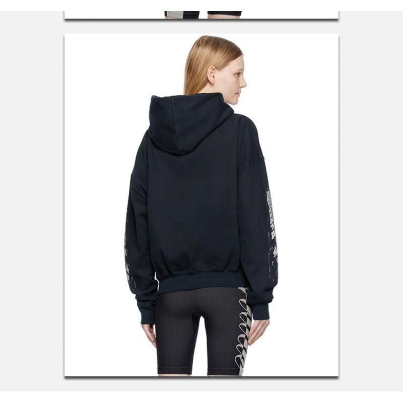 Rhude Vintage Letter Print Heavyweight Hoodie Men Women Loose Fit Streetwear Winter Long Sleeve Top