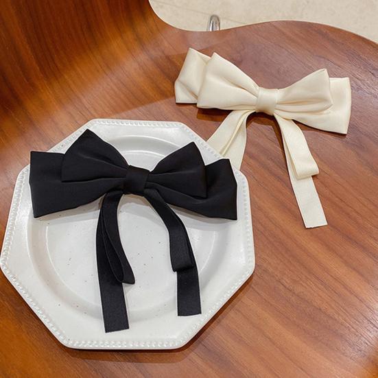 Hairpin Smooth Satin Hand-Sewn Three-Dimensional Ribbon Large Bow Hair Clip Hair Styling Tool Hair Accessories