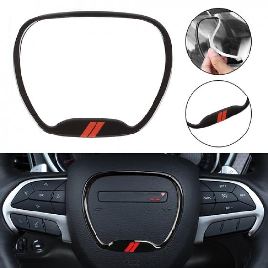 Car Steering Wheel Trim Cover Ring Decor Black For Dodge Challenger/Charger 15+