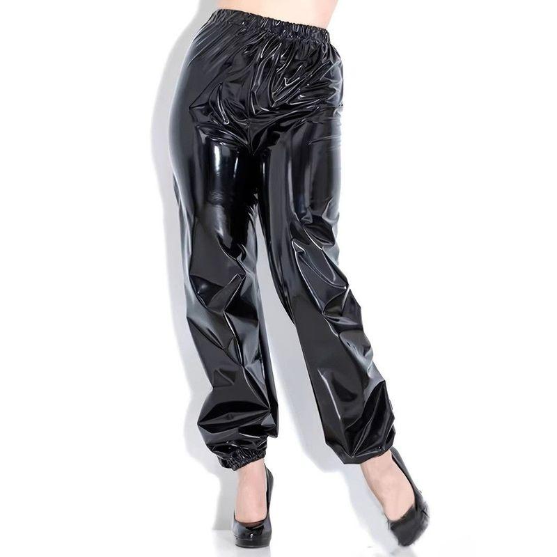 

Foreign Trade Pu Leather Pants for Women, European and American Amazon Women s Fashion, Mirror Patent Leather Club Nightclub Jogger Casual Pants Black XL