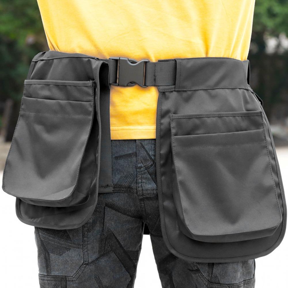 Sac Tablier de Taille Multi-Poches Fermeture à Glissière Pochette à Outils de Taille Durable Ceinture Réglable Sac de Taille en Nylon Jardinage