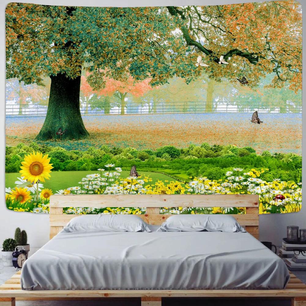 Arched Flower Path Garden Tapestry Indian Mandala Tapestry Wall Hanging Tapestries Boho Bedroom Wall Rug Couch Blanket 9 Size