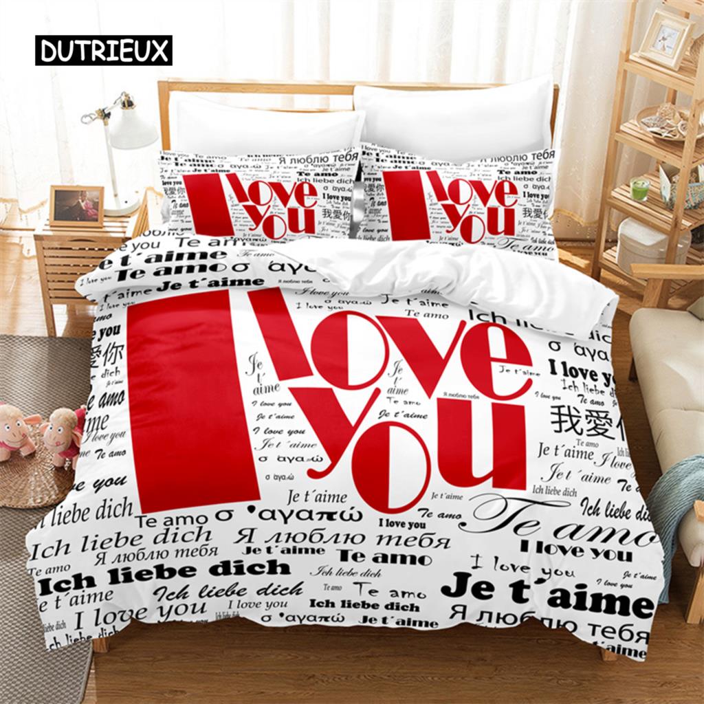 

Креативный комплект постельного белья с надписью «Любовь», комплект пододеяльников, комплект постельного белья с 3D-печатью, комплект постельного белья размера «queen size», модный дизайн 150x200cm 3pcs