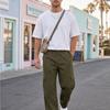 Herren Cargo-Hose Elastischer Bund Mehrere Taschen Gerade Weiter Beinteil Lässig