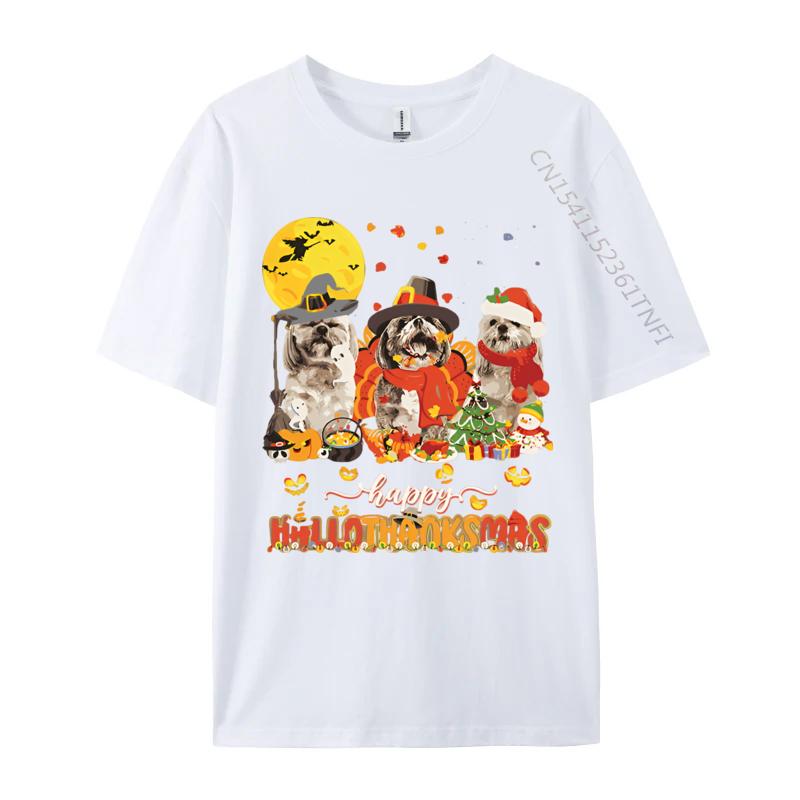 

Happy Hallo Thanksmas Cute ShihTzu Tshirt Youth Top Cotton Tshirts 3D Printed Tees Hip Hop Beach S