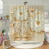 1pc Shower Curtain - Elegant White Flowers and Golden Swans Design for a Luxurious Bathroom Waterproof