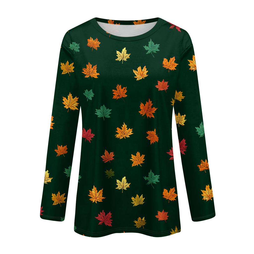 Damenmode Lässig Langarm Weihnachts-Print Rundhals-Oberteil