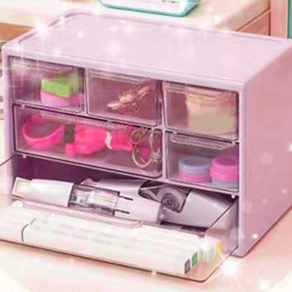 3 Katlı Masaüstü Çekmece Saklama Kutusu 6 Bölmeli Takı Güzellik Lens Küçük Eşyalar için Düzenleme Kutusu