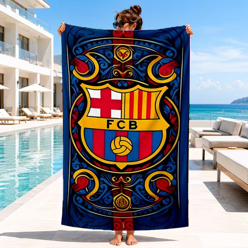 Fcb Team Football Club Beach Towel, Microfiber Beach Towel, Perfect For Pool, Beach, Travel, Home Decor Beach Party Fan Gifts