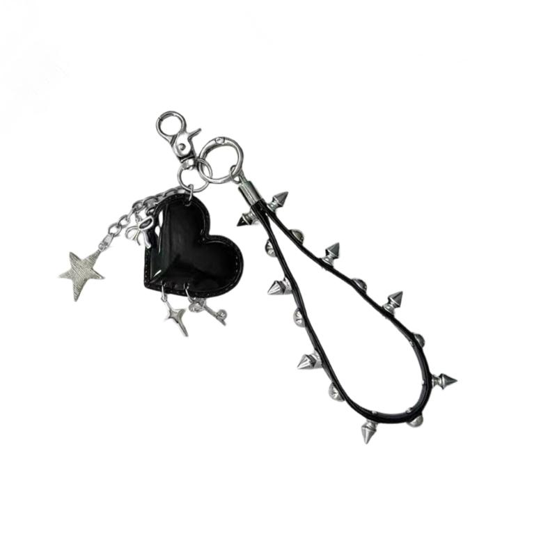 

Versatile Studded Leather Rope Key Holder Keyring Ornament With Decorative Beads For Fashionable Accessorizing 1