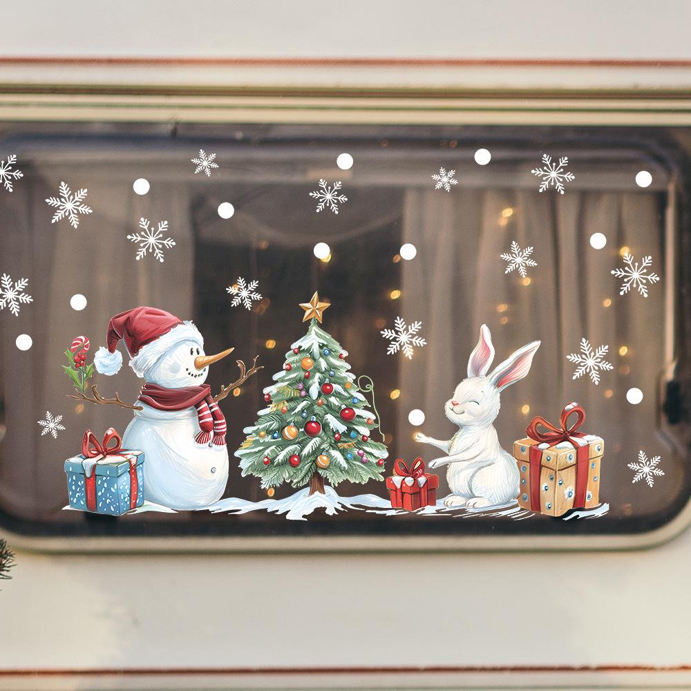 Christmas Snowman Christmas Tree Gift Vitrine Home Beautification Decorative Window Stickers