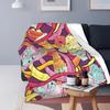 Ice Cream Cartoon Pattern Fleece Flannel Blanket for Bed Couch Blanket Super Soft Lightweight All Season Warm Teenage Girls Gift