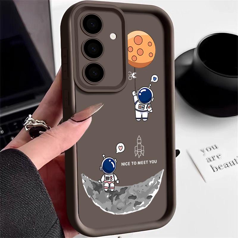 Soft Case For Samsung Galaxy S24 FE S25 Edge S22 S23 Ultra A56 A36 A26 A55 A16 A15 A35 A25 A14 A54 Cute Astronaut Phone Cover