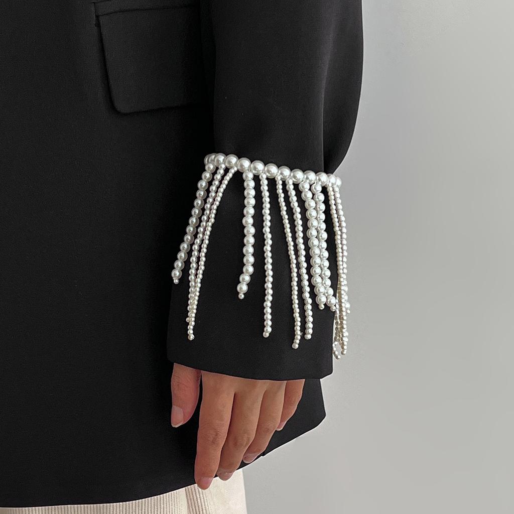 Ladies' Pearl Tassel Bracelet, Multi-layer Chain Tassel Bracelet, Adjustable Stainless Steel Statement Jewelry