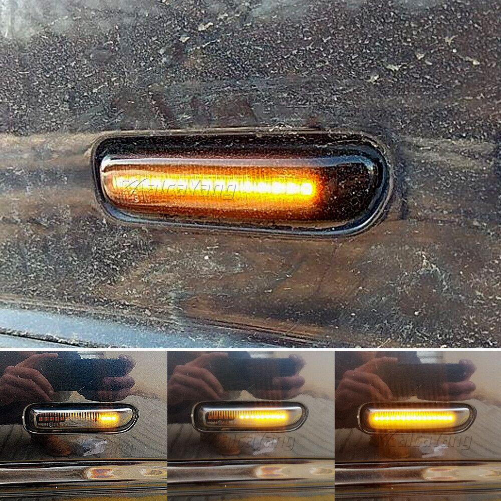 2pcs Smoked Black Led Dynamic Turn Signal Light Side Fender Marker Sequential Indicator Lamp Trim For BMW 3 Series E46 1997-2001Turn Signal 2