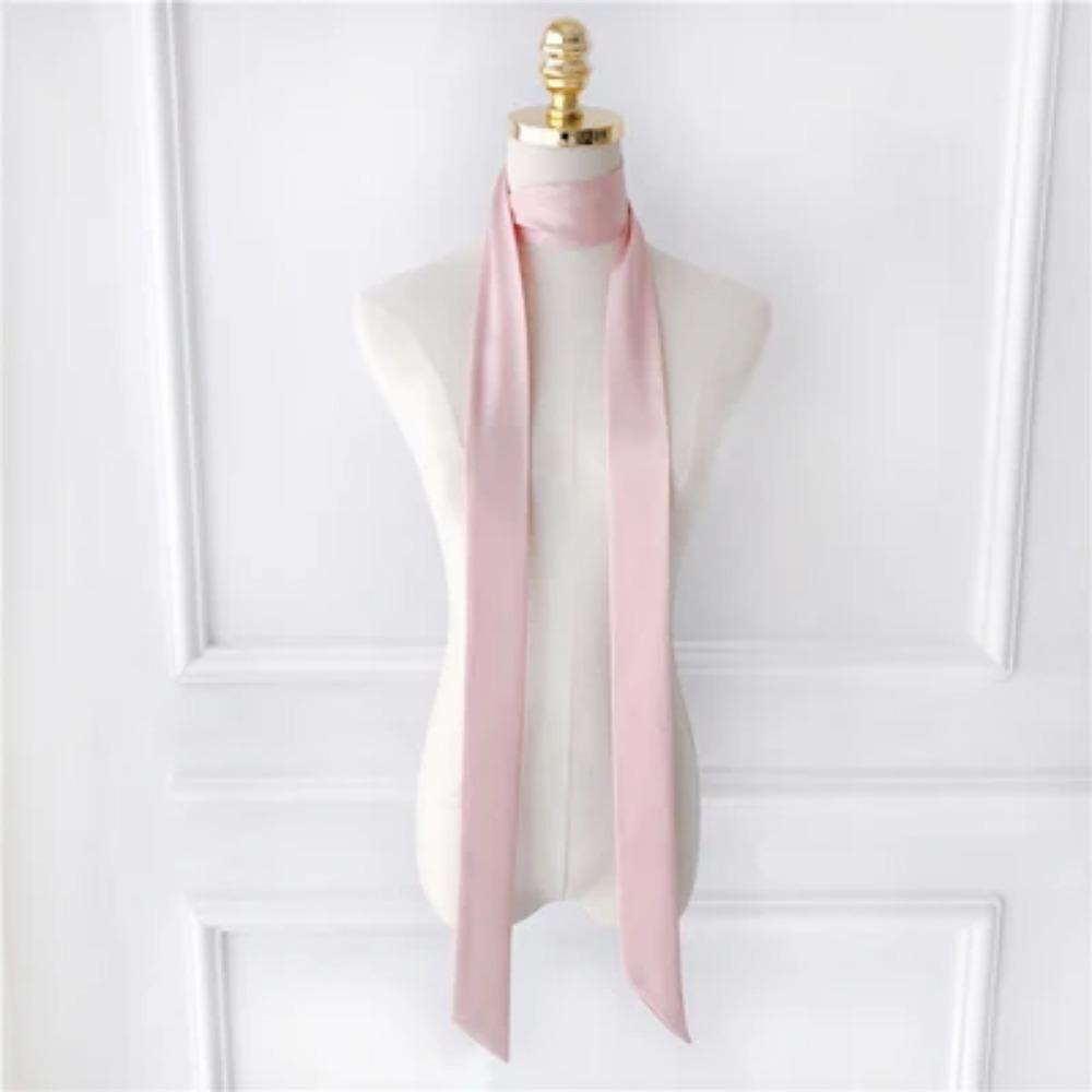 5X190CM Frauen schmalen langen Schal 190x5cm einfarbig Chiffon Seide Gummi rote Krawatte schwarze Tasche Band Stirnbänder Halsband Streamer 200cm