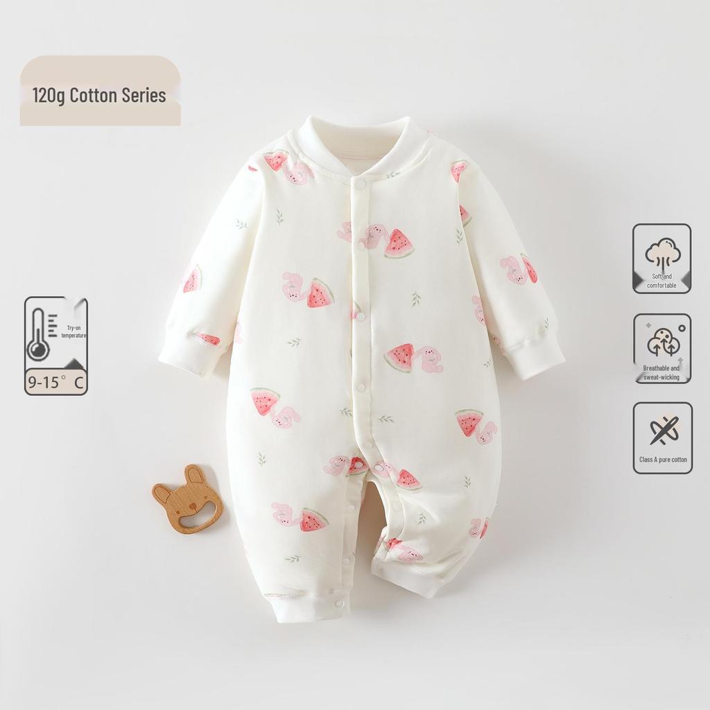 Unisex Baby Quilted Cotton Jacket & Jumpsuit - 120g Warm Autumn/Winter Bodysuit for Infants