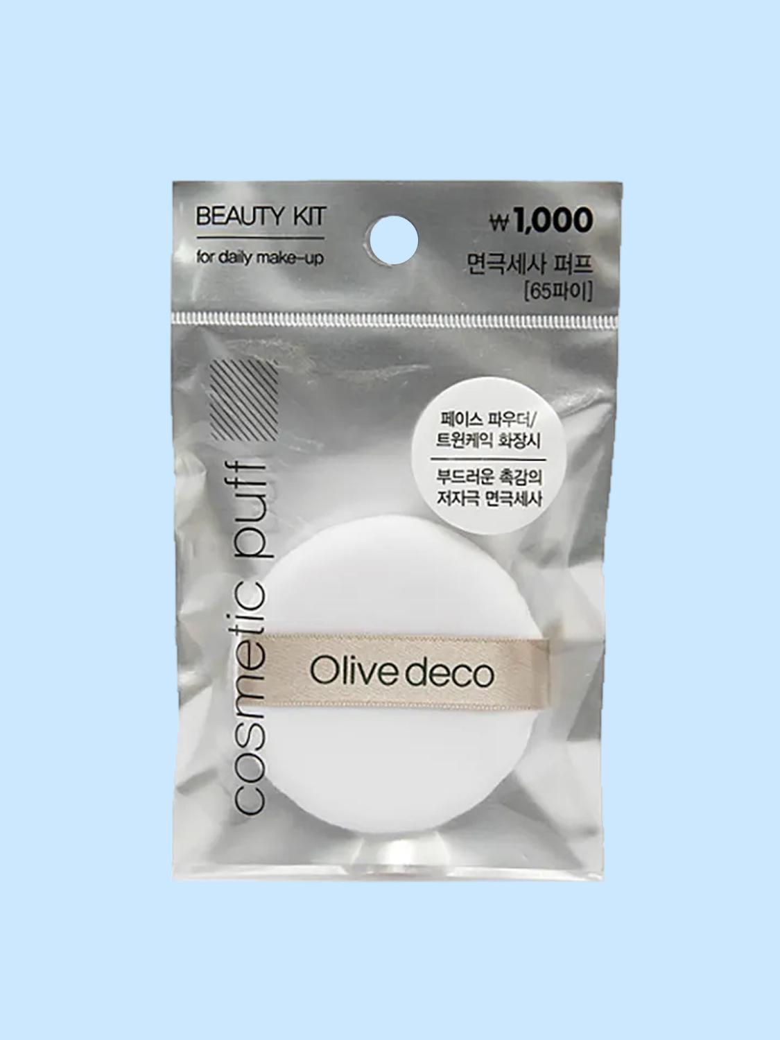 Olive Deco Round Microfiber Cotton Makeup Puff (65mm) 1ea