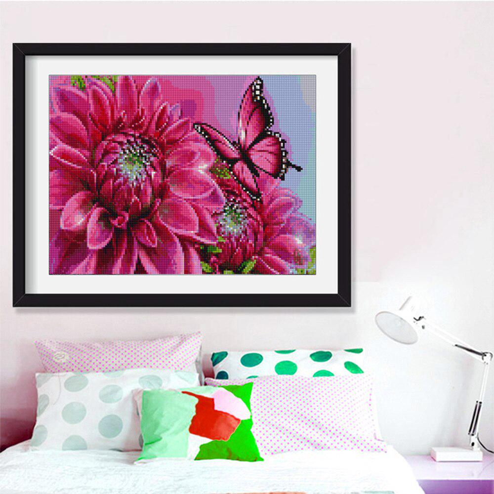 Embroidery Flower Round Full Drill Diamond Painting Cross Stitch Rhinestone Diamond Mosaic Butterfly Children's Gifts