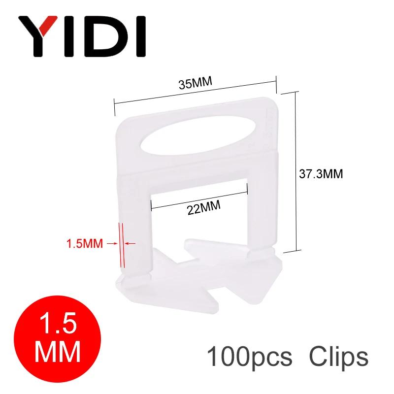 100pz Sistema di Livellamento per Piastrelle 1/1.5/2/2.5/3mm Clip di Livellamento per Piastrelle Ceramiche, Cuneo Distanziatore per Piastrelle a Muro e Pavimento, Pinza Livellatrice per Piastrelle