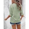 Women's Summer T-shirt Solid Color V-neck Puff Sleeve Hollow T-shirt