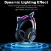 Gaming Headset with Microphone, Cat Ear Headphones for PC Laptop PS4 PS5 Xbox Switch, Rainbow RGB Lighting & Virtual Surround Sound