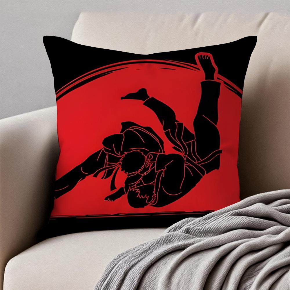 Sports JJuDdo Martial Arts Cushion Cover Pillowcase Antidustmite Invisible Zipper Short Plush Sofa Cushion