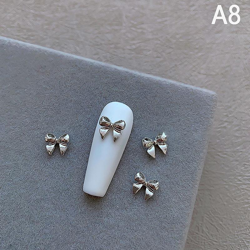 

10 шт., блестящие украшения для ногтей, блестящие аксессуары для маникюра с бантом и бабочкой, детали для украшения ногтей as the picture