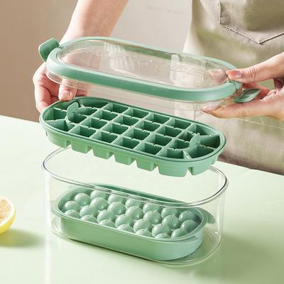 Press Type Ice Cube Maker with Storage Box Creative Ice Cube Molds Portable Container Large Capacity Ice Box for Party Bar Tool Kitchen Tool