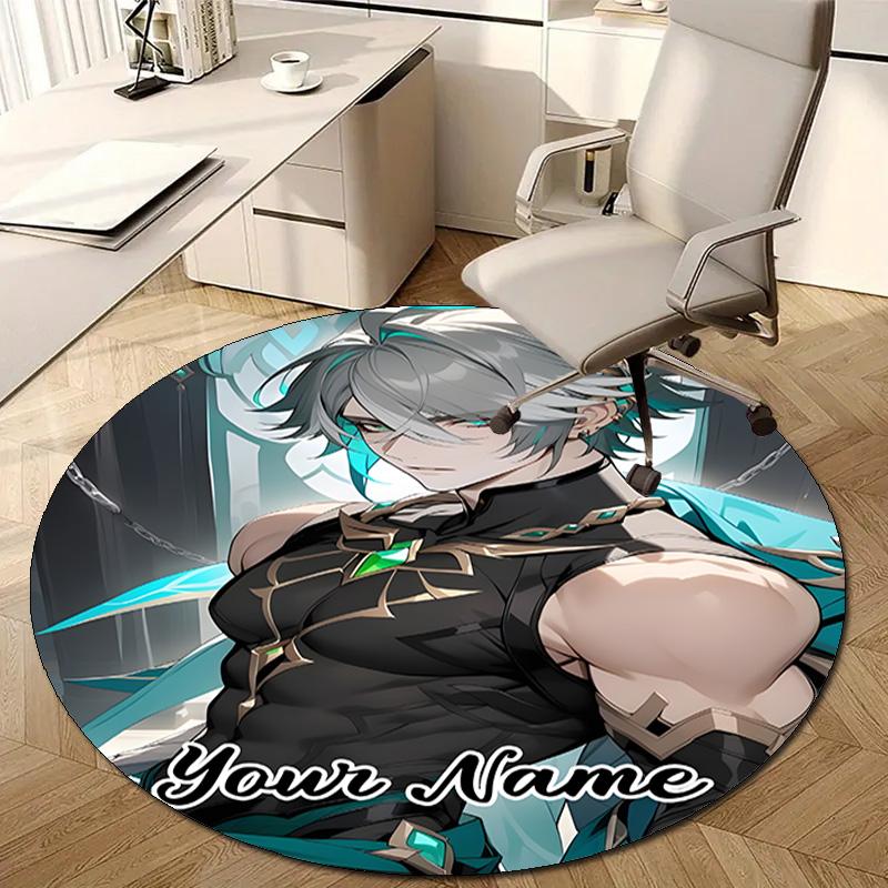 Personalized Genshin Impact Round Chair Office Rug - Perfect for Mat, Office Chair & More - Ideal Gift for Birthdays and Holidays