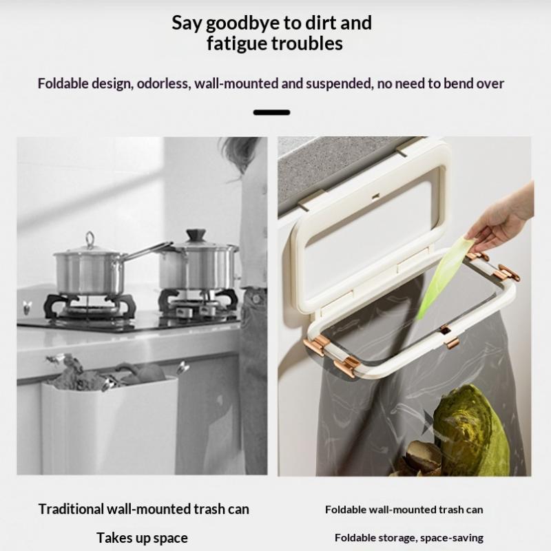 1 Pcs Kitchen Garbage Bag Holder Cabinet Door Hanging Trash Holder Foldable Multi-Purpose Bathroom Wall Plastic Bag Holder