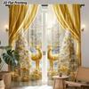 2 Pcs 2D Gold Reindeer Christmas Scene Curtains – Rod Pocket Design for Living Room Kitchen Office Bedroom Holiday Home