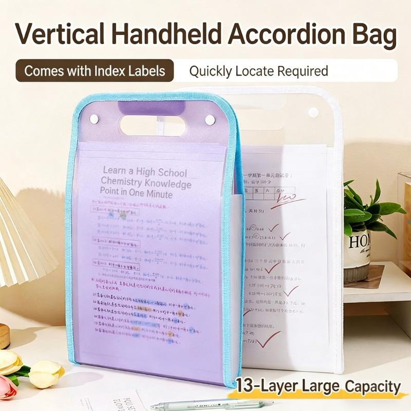 Large Capacity File Organizers Document File Folders Waterproof Accordions A4 Size File Bag With Strong Construction