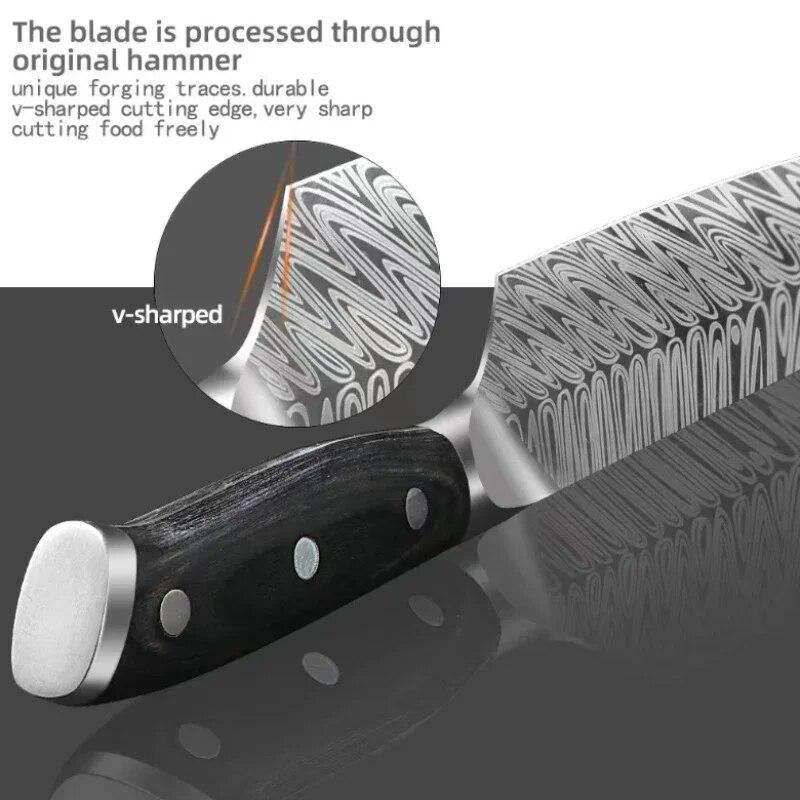 Damascus Kitchen Knife Utility Knives Meat Vegetable Knife Chef's Knife Sharp Fruit Bone Knives Cooking Knife Kitchen Tools