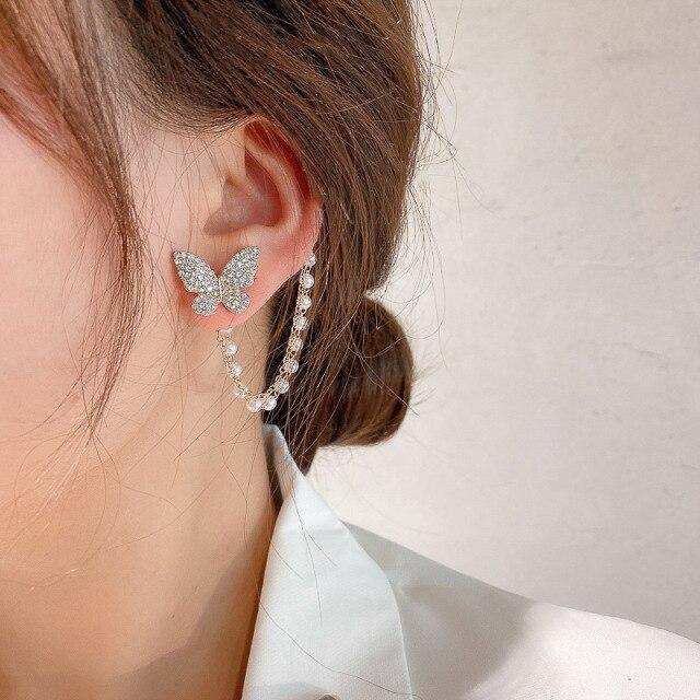 Stylish Fashionable Bohemian No Piercing Crystalline Rhinestone Leaf Ear Cuff Earrings Fake Piercing Clip For Women Earrings Jewelry BijouxTrendy Cuff