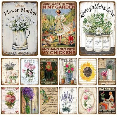 Targa Metallica Vintage Decorazioni Piatti Giardino Regole Fiori Insegna Metallica Per Pub Bar Casa Decorazione Parete Arte Segni di Latta Poster Fiori Regalo