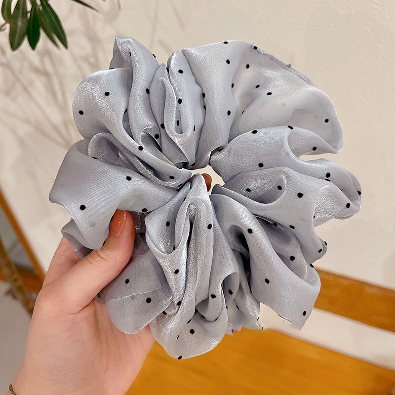 Korean-Style Gentle Solid Colour Pearl Mesh Polka Dot French Hair Tie For Women Elegant Large Scrunchie Hair Accessory