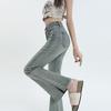 High Waisted Flared Jeans Women Autumn Elastic Split Hem Pulled Denim Pants Spice Girls Fashion