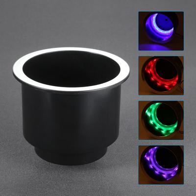 Plastic Marine RV Car Cup w/LED Lights |Drink Can Water Bottle Holder Plastic with Water Outlet Drain Holes for