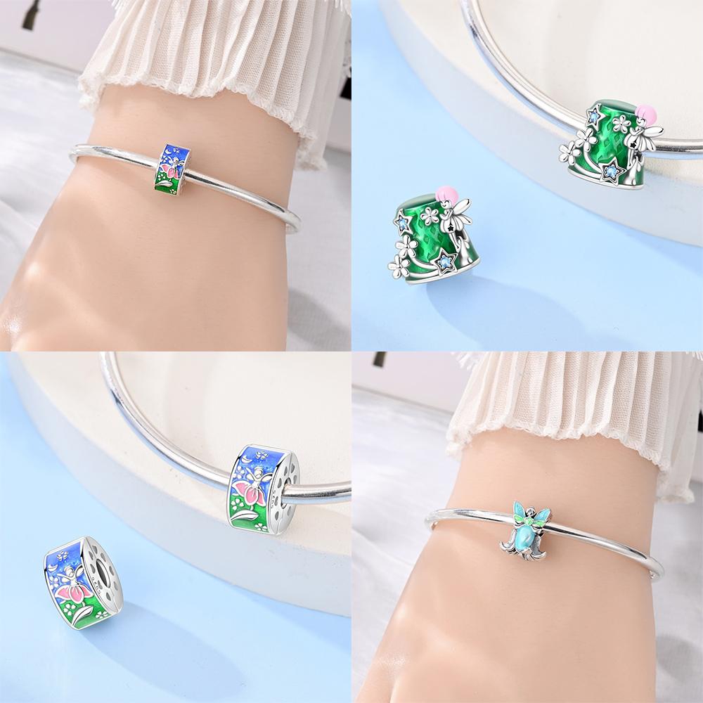 Original Copper Colored Butterfly Zircon Fairy String Bead Orchid Flower Fit Bracelet Women Jewelry Diy Anniversary Gif