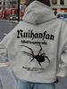 Women Spider Element Letter Print Hoodie Unisex Autumn Winter Hooded Everyday Outdoors Hoodie for Any Occasion