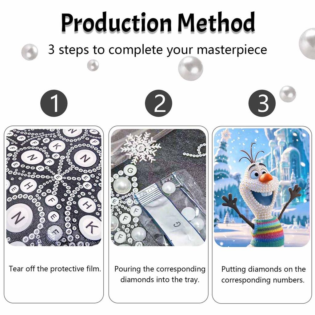 Disney DIY Pearl Art Olaf Themed Creative Pearl Painting Decorative Wall Art Creative Ornament Gift for Friends Desktop Decor